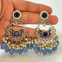 Antique finish Polki Kundan Chaandbali Earrings/Indian Earrings/Pakistani Earrings/Statement Earrings/Long chandelier/Indian wedding