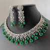 Emerald Green Silver CZ Diamond necklace/CZ Stones Necklace Set/Elegant/Unique Jewelry/Indian/Pakistani/Bollywood/Indian Wedding/Bridal