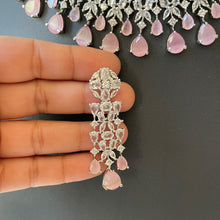 Pink Silver American Diamond necklace/Diamond/CZ Stones Necklace Set/Elegant/Unique Jewelry/Indian/Pakistani/Bollywood/Indian Wedding/Bridal