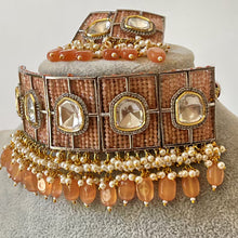Peach Premium Kundan Choker/Sabyasachi Choker/Designer Necklace/Indian/Bollywood Jewelry/Fine Kundan/Pakistani/Punjabi/Statement Set