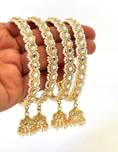 Restocked Bollywood Style Kundan Pearl Jhumka Bangles Set(4 Pc)/Indian bangles/Punjabi Pearl bangles/Bridal bangles/wedding/Jhumka bangles