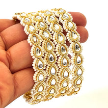 Bollywood Style Kundan Pearl Bangles Set(4 Pc)/Indian bangles/Punjabi Pearl bangles Set/Bridal bangles/wedding jewelry