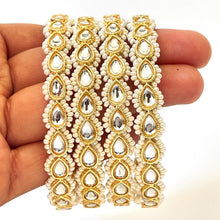 Bollywood Style Kundan Pearl Bangles Set(4 Pc)/Indian bangles/Punjabi Pearl bangles Set/Bridal bangles/wedding jewelry
