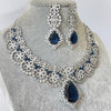 Sapphire CZ diamond Necklace, Bridal Necklace, Indian Jewelry, Pakistani Jewelry, Bollywood Indian Wedding