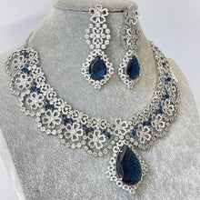 Sapphire CZ diamond Necklace, Bridal Necklace, Indian Jewelry, Pakistani Jewelry, Bollywood Indian Wedding