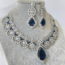 Sapphire CZ diamond Necklace, Bridal Necklace, Indian Jewelry, Pakistani Jewelry, Bollywood Indian Wedding