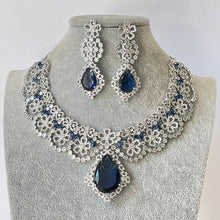 Sapphire CZ diamond Necklace, Bridal Necklace, Indian Jewelry, Pakistani Jewelry, Bollywood Indian Wedding