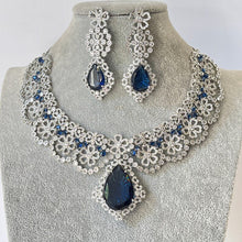Sapphire CZ diamond Necklace, Bridal Necklace, Indian Jewelry, Pakistani Jewelry, Bollywood Indian Wedding