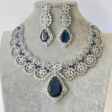 Sapphire CZ diamond Necklace, Bridal Necklace, Indian Jewelry, Pakistani Jewelry, Bollywood Indian Wedding