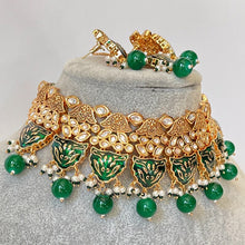 Green bridal Premium quality gold plated fine Kundan necklace/Traditional/Ethnic/Kundan Jewelry/Kundan Choker/India wedding/Bridal necklace