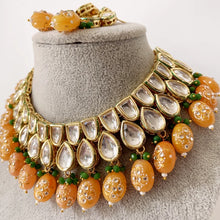 Peach Jadau Kundan Rajwada Necklace, Bollywood Jewelry Indian Pakistani Wedding Jewelry