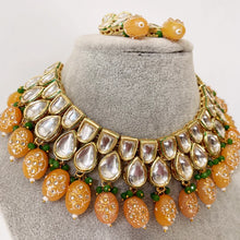 Peach Jadau Kundan Rajwada Necklace, Bollywood Jewelry Indian Pakistani Wedding Jewelry