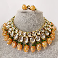 Peach Jadau Kundan Rajwada Necklace, Bollywood Jewelry Indian Pakistani Wedding Jewelry