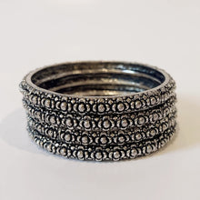 Oxidized Silver Bangles(4 Pc)/German Silver/Black Metal/Boho/Tribal/Indian Jewelry/Pakistani Jewelry/Oxidized Bangles