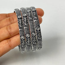 Oxidized Silver Bangles(4 Pc)/German Silver/Black Metal/Boho/Tribal/Indian Jewelry/Pakistani Jewelry/Oxidized Bangles