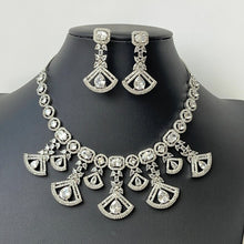 Silver/RoseGold American Diamond necklace/CZ Necklace Set/Elegant/Unique Jewelry/Indian/Pakistani/Bollywood/Indian Wedding/Bridal diamond