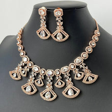 Silver/RoseGold American Diamond necklace/CZ Necklace Set/Elegant/Unique Jewelry/Indian/Pakistani/Bollywood/Indian Wedding/Bridal diamond