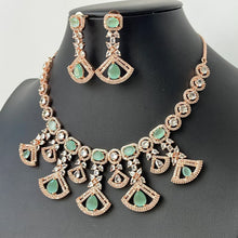 Silver/RoseGold American Diamond necklace/CZ Necklace Set/Elegant/Unique Jewelry/Indian/Pakistani/Bollywood/Indian Wedding/Bridal diamond