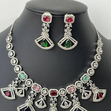 Silver/RoseGold American Diamond necklace/CZ Necklace Set/Elegant/Unique Jewelry/Indian/Pakistani/Bollywood/Indian Wedding/Bridal diamond