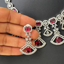 Ruby Silver/RoseGold American Diamond necklace/CZ Necklace /Elegant/Unique Jewelry/Indian/Pakistani/Bollywood/Indian Wedding/Bridal diamond