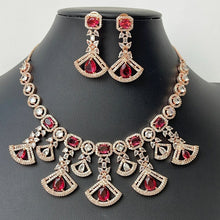 Ruby Silver/RoseGold American Diamond necklace/CZ Necklace /Elegant/Unique Jewelry/Indian/Pakistani/Bollywood/Indian Wedding/Bridal diamond