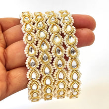 Bollywood Style Kundan Pearl Bangles Set(4 Pc)/Indian bangles/Punjabi Pearl bangles Set/Bridal bangles/wedding jewelry
