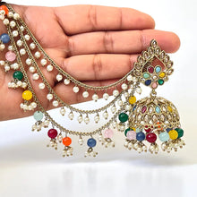 Restocked Bahubali Polki Pearl Jhumka/stone Jhumka/Indian Jewelry/Pakistani/Punjabi/Indian/Statement earring/Bridal earring/Indian wedding