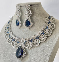 Sapphire CZ diamond Necklace, Bridal Necklace, Indian Jewelry, Pakistani Jewelry, Bollywood Indian Wedding