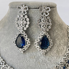 Sapphire CZ diamond Necklace, Bridal Necklace, Indian Jewelry, Pakistani Jewelry, Bollywood Indian Wedding
