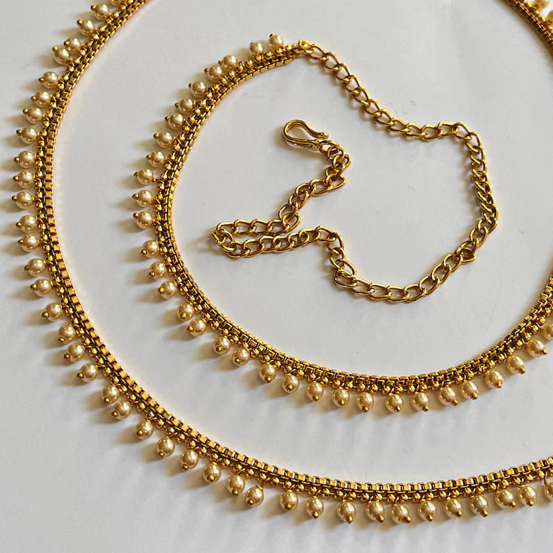 Delicate gold plated pearl Belly Chain/Belly chain/Belt/Indian waist belt/Kamarpatta/waist chain/jewelry belt/Kamarbandh/Pearl Belt