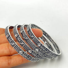 Oxidized Silver Bangles(4 Pc)/German Silver/Black Metal/Boho/Tribal/Indian Jewelry/Pakistani Jewelry/Oxidized Bangles