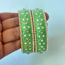 Meena Kundan gold plated traditional bangles 2PCs/Meena Bangles/Bracelet/ Party Wear Bangles/Kundan bangles/Indian wedding/bridal jewelry