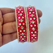 Meena Kundan gold plated traditional bangles 2PCs/Meena Bangles/Bracelet/ Party Wear Bangles/Kundan bangles/Indian wedding/bridal jewelry