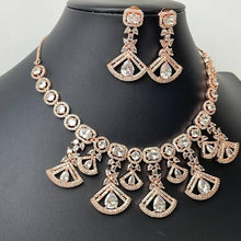 Silver/RoseGold American Diamond necklace/CZ Necklace Set/Elegant/Unique Jewelry/Indian/Pakistani/Bollywood/Indian Wedding/Bridal diamond