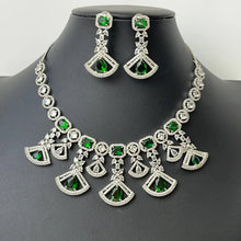 Green Silver\RoseGold Diamond necklace \American Diamond necklace \CZ Stones Necklace \Indian jewelry wedding necklace bridal Indian Wedding