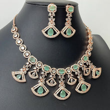 Silver/RoseGold American Diamond necklace/CZ Necklace Set/Elegant/Unique Jewelry/Indian/Pakistani/Bollywood/Indian Wedding/Bridal diamond
