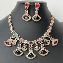Silver/RoseGold American Diamond necklace/CZ Necklace Set/Elegant/Unique Jewelry/Indian/Pakistani/Bollywood/Indian Wedding/Bridal diamond