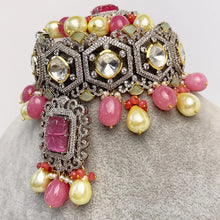 Pink Premium Dual Tone uncut Polki Kundan Necklace/Sabyasachi/Indian/Bollywood/Celebrity/Fine Kundan Necklace/Pakistani/Punjabi/Statement