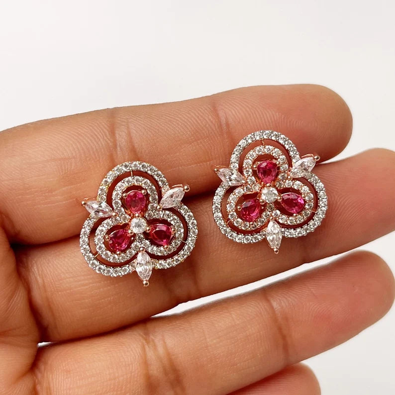 American Diamond color changable stone earrings/Indian/Pakistani Jewelry/Bollywood/CZ earrings/AD earrings/Statement earrings/Gift for her