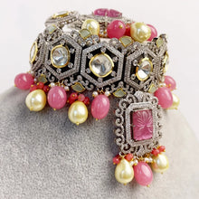 Pink Premium Dual Tone uncut Polki Kundan Necklace/Sabyasachi/Indian/Bollywood/Celebrity/Fine Kundan Necklace/Pakistani/Punjabi/Statement