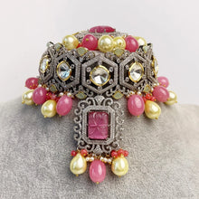 Pink Premium Dual Tone uncut Polki Kundan Necklace/Sabyasachi/Indian/Bollywood/Celebrity/Fine Kundan Necklace/Pakistani/Punjabi/Statement