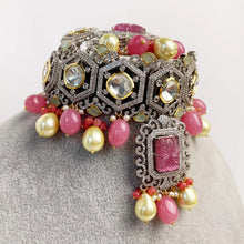 Pink Premium Dual Tone uncut Polki Kundan Necklace/Sabyasachi/Indian/Bollywood/Celebrity/Fine Kundan Necklace/Pakistani/Punjabi/Statement