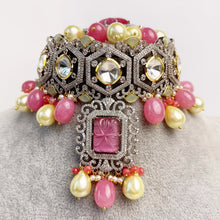 Pink Premium Dual Tone uncut Polki Kundan Necklace/Sabyasachi/Indian/Bollywood/Celebrity/Fine Kundan Necklace/Pakistani/Punjabi/Statement