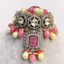 Pink Premium Dual Tone uncut Polki Kundan Necklace/Sabyasachi/Indian/Bollywood/Celebrity/Fine Kundan Necklace/Pakistani/Punjabi/Statement