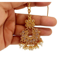 Gold polki kundan Maang tikka/Kundan Tikka/Indian forhead Jewelry/Indian Wedding Jewelry/Pakistani Jewelry/Jhoomer/Matha patti/Tikka