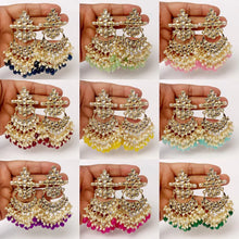 Bollywood Kundan Chandbali Earrings Indian Earrings pearl Earring Pakistani Earrings Statement Earrings Long chandelier Indian wedding