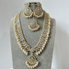 Pearl Kundan Long Necklace set/Gold pakistani maangtikka necklace/indian wedding Necklace/Long Kundan Adjustable length Necklace