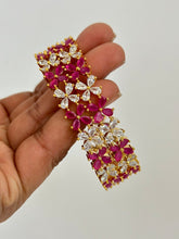 Ruby Green Gold Finish CZ diamond Bangles pair/Indian Party Wear Bracelets Bangles/CZ stone bangles/Indian wedding/bridal jewelry/bangles