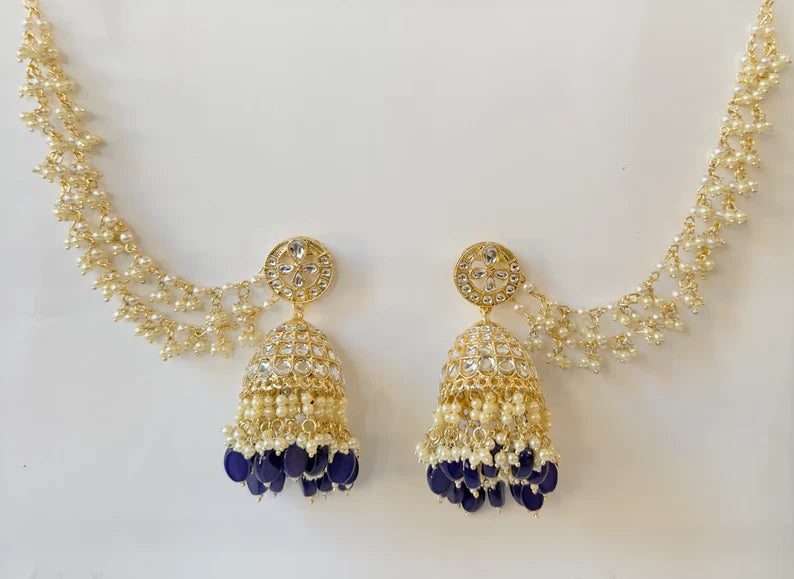 Bahubali Kundan Pearl Jhumka with sahare /Kundan Gold Jhumka/Indian/Pakistani/Punjabi/Statement earring/Bridal earring/Indian wedding