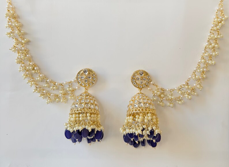 Bahubali Kundan Pearl Jhumka with sahare /Kundan Gold Jhumka/Indian/Pakistani/Punjabi/Statement earring/Bridal earring/Indian wedding